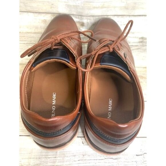 Men\'s Bruno Marc Brown Leather Lace-Up Dress Shoes Size 10.5